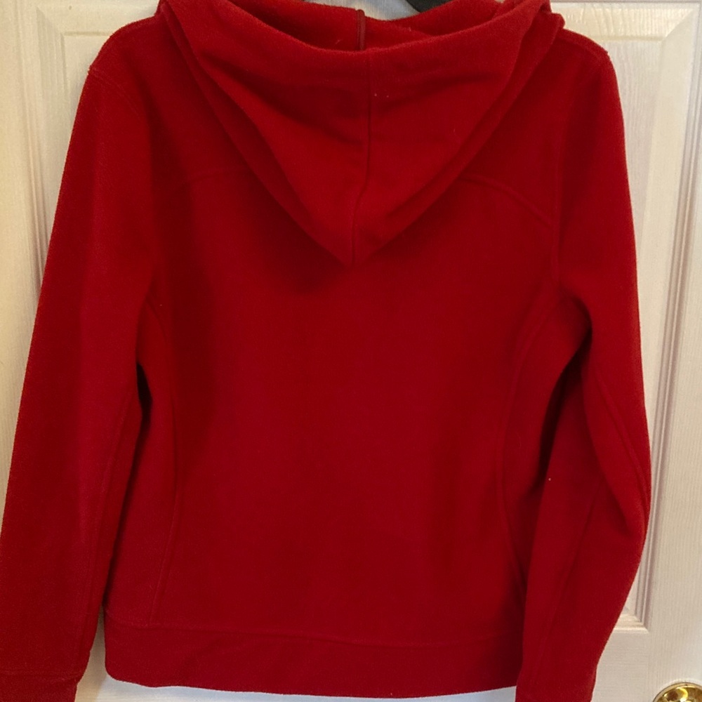 Lauren Ralph Lauren Red Zip-Up Hooded Fleece with Gold Crest - Picture 6 of 9